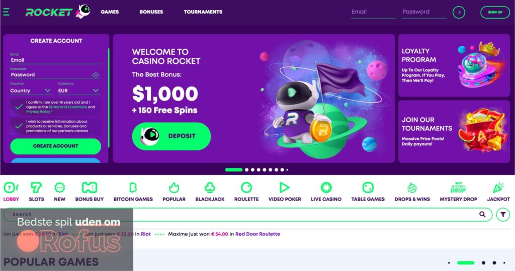 Casino Rocket Hjemmeside