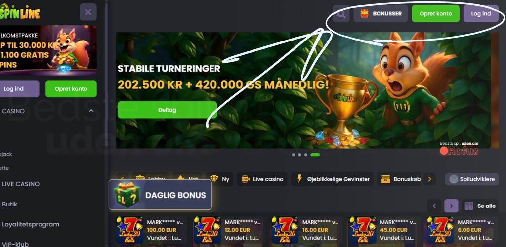 spinline casino uden om rofus hjemmside